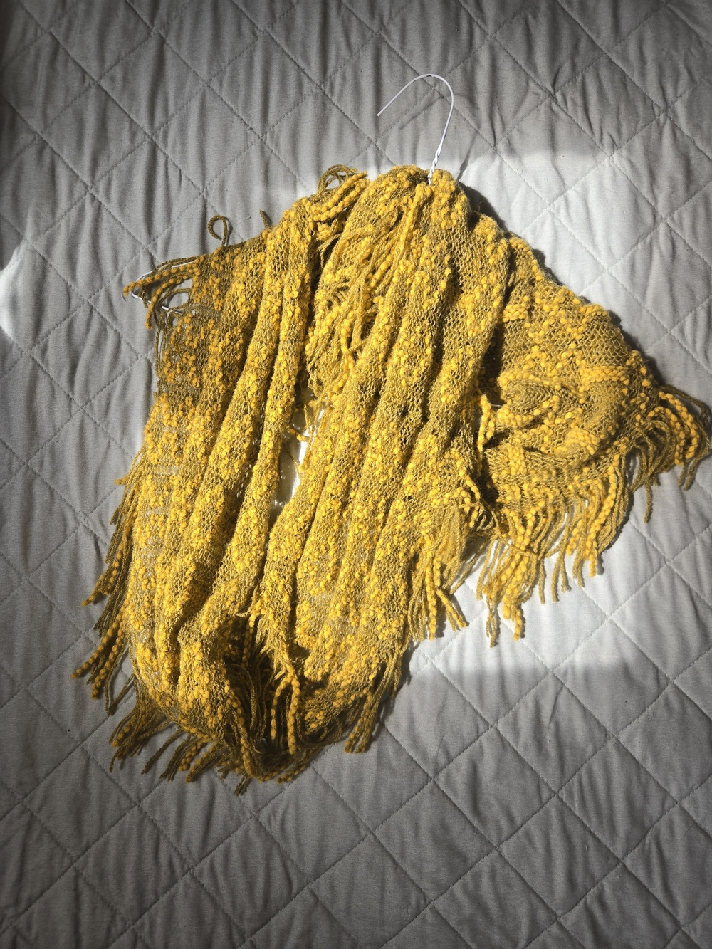 Vintage Chartruese Knit Fringe Scarf - Women Accessories